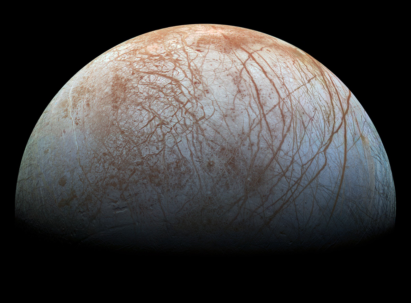 Reprocessed Galileo color mosaic of Jupiter's moon Europa